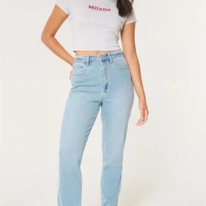 Hollister Curvy Ultra High Rise Mom Jeans Light Wash W23S Vintage Stretch